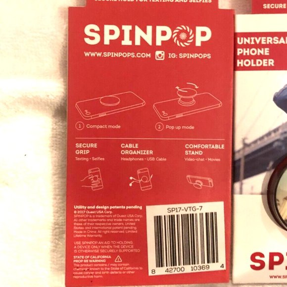3 SPIN POP UNIVERSAL PHONE HOLDER Grip Mount Kickstand NEW - Picture 5 of 6